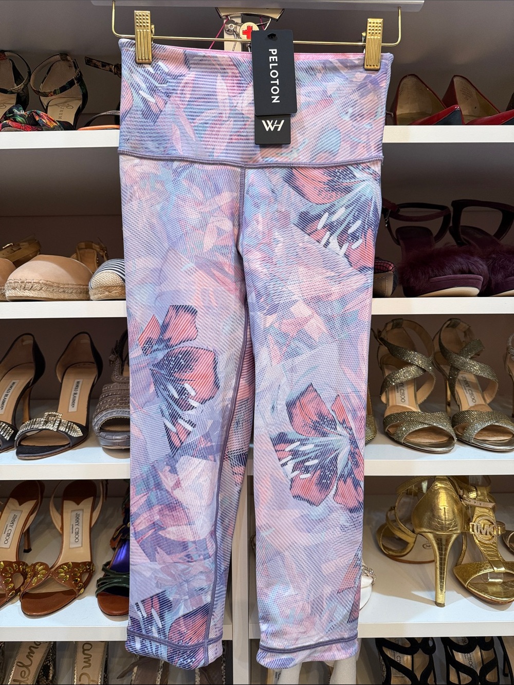 Peloton Pink & Lavender Floral Cropped Leggings